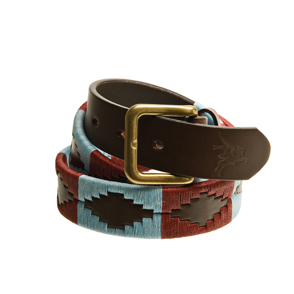 Airborne leather polo belt handcrafted by Pampeano in regimental colours