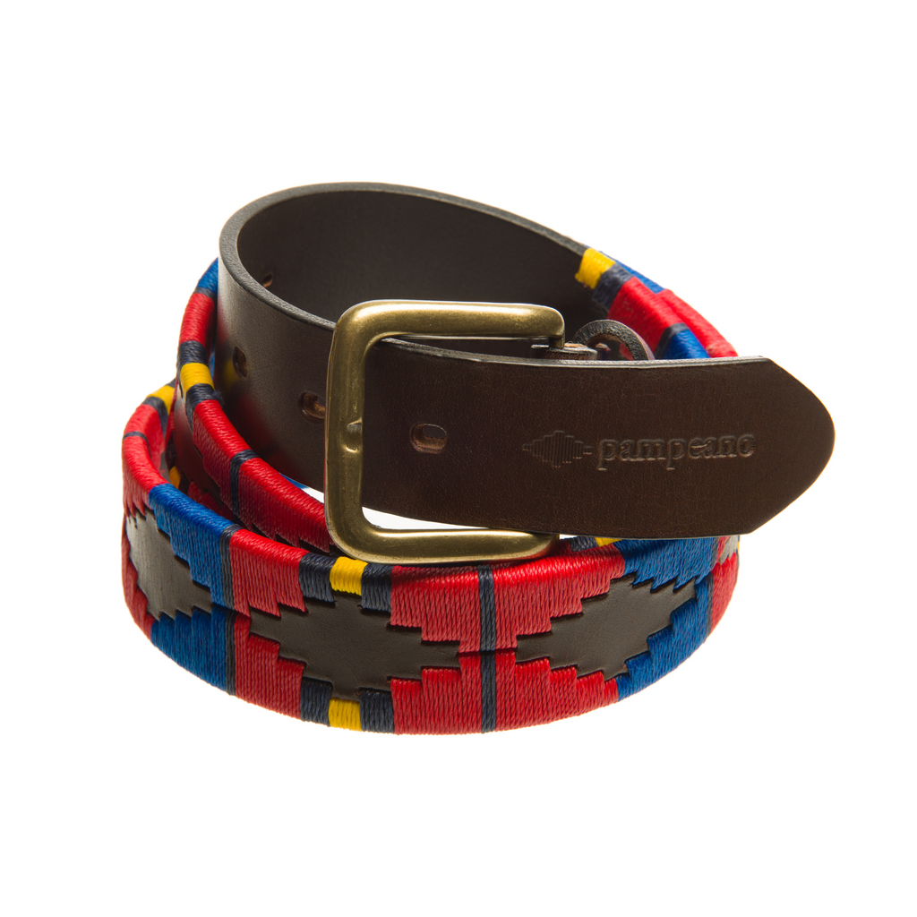 Royal Artillery leather polo belt handcrafted by Pampeano in regimental colours