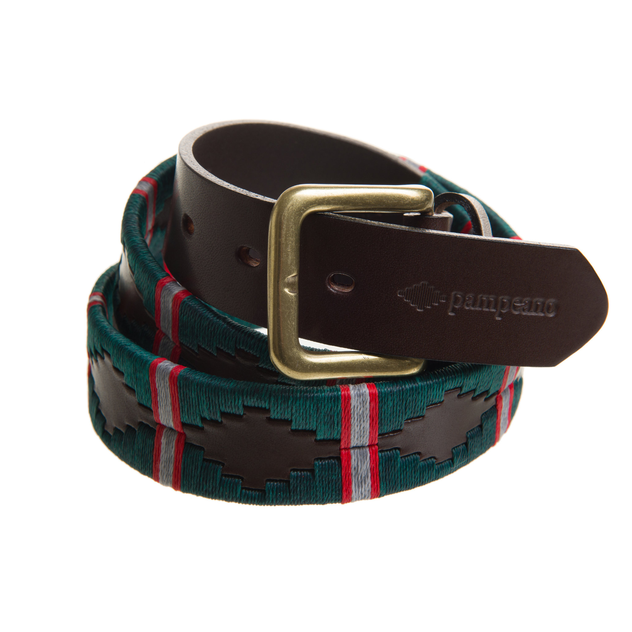 Close-up of the exclusive Country Direct & Pampeano Intelligence Corps Leather Polo Belt.