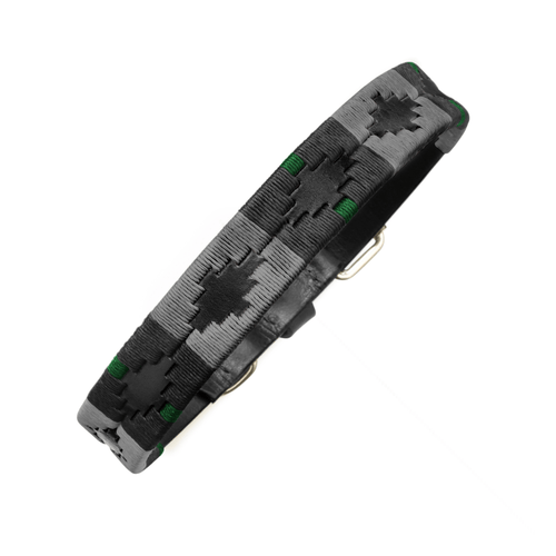 The Country Direct & Pampeano Commando Forces - REORG Leather Dog Collar, with black, grey, and green detailing.