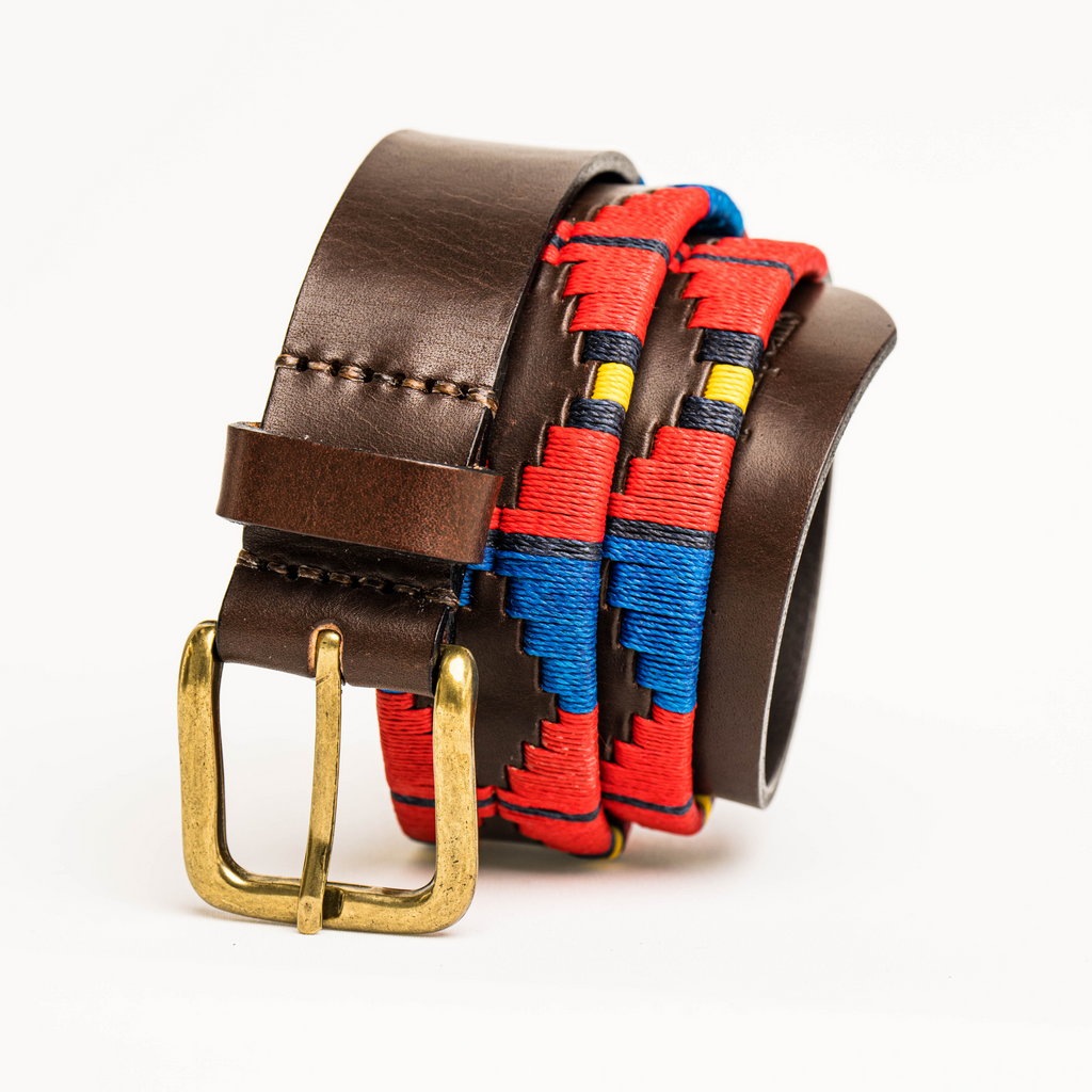 Royal Artillery leather polo belt shown with buckle detail