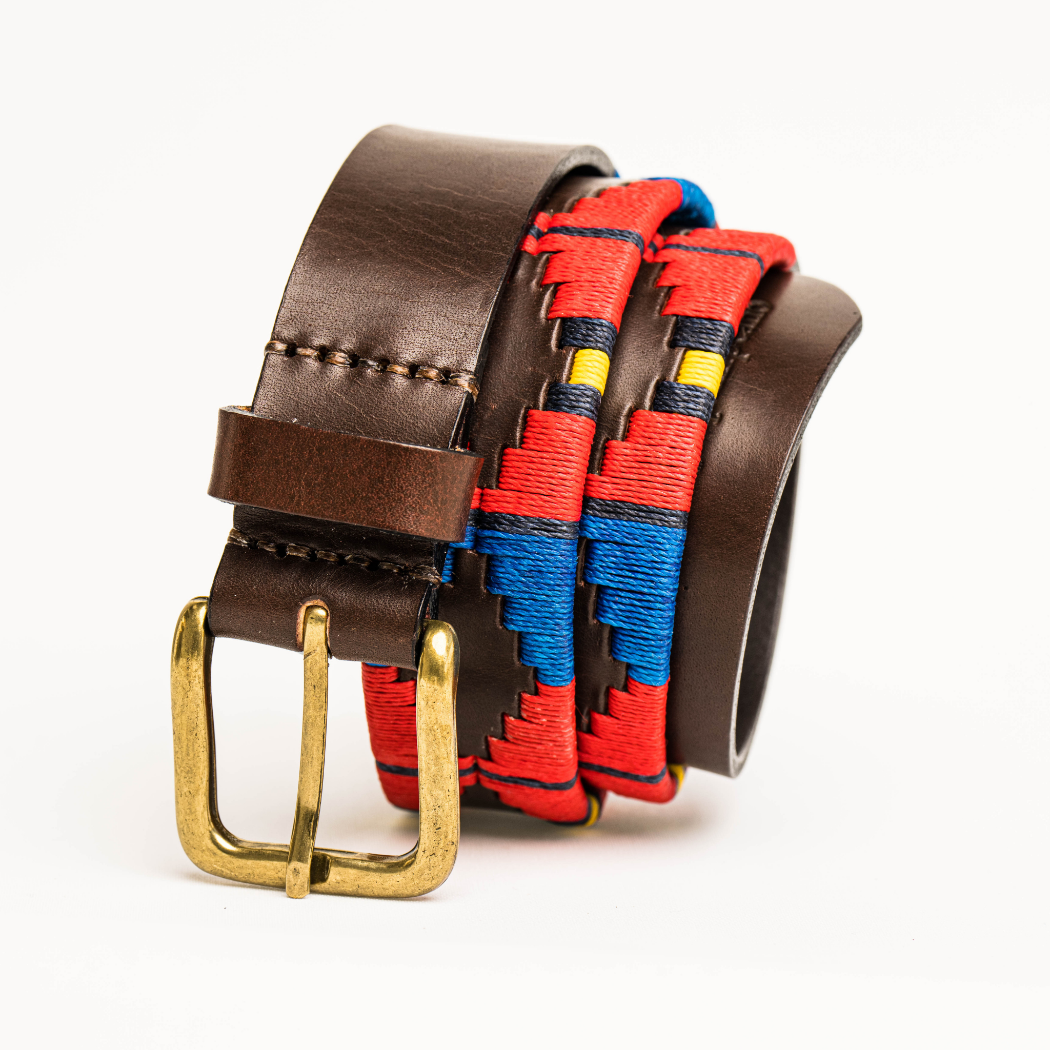 Royal Artillery leather polo belt shown with buckle detail