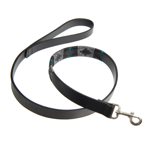 The Country Direct & Pampeano Commando Forces - REORG Leather Dog Lead, with black, grey, and green detailing.