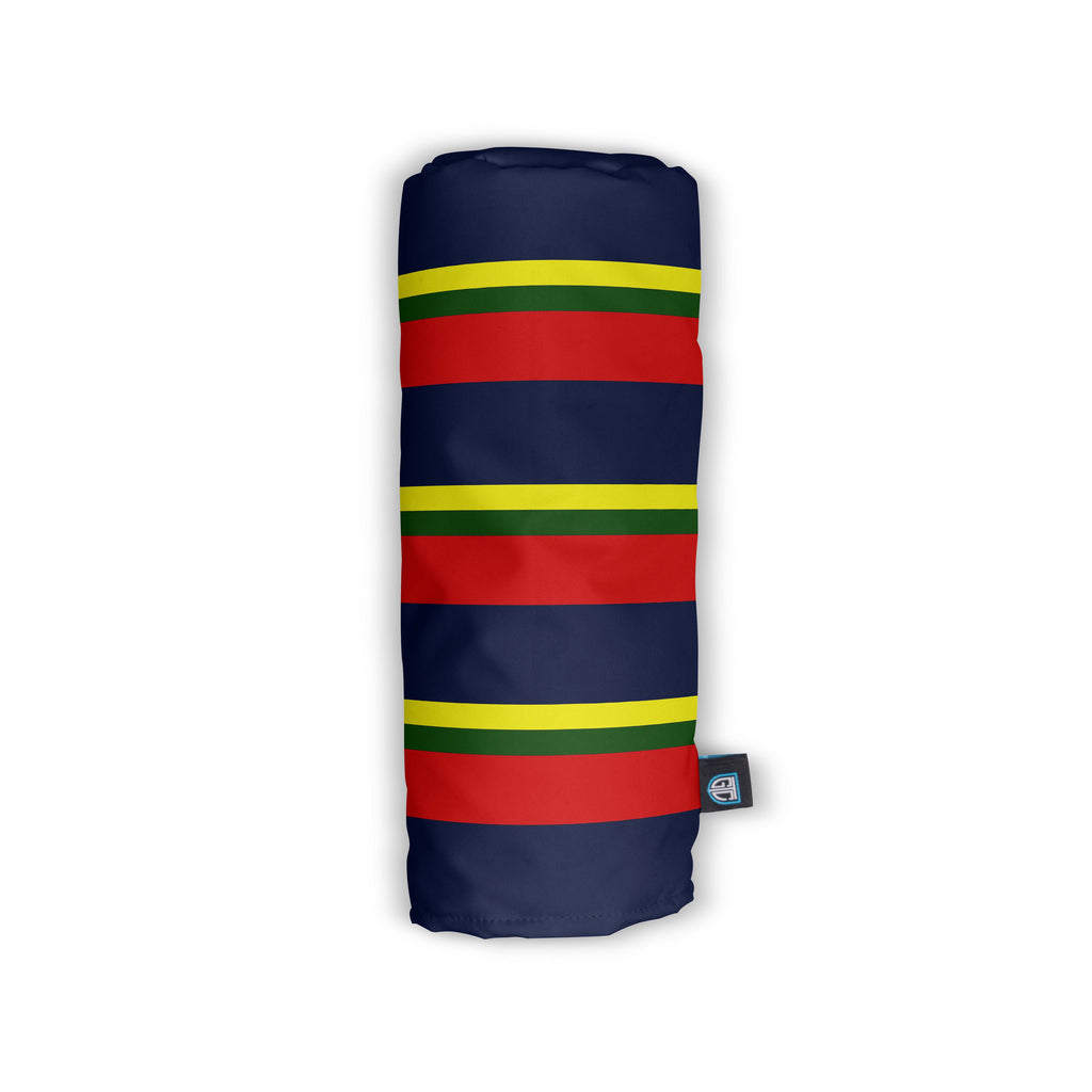 Close-up of the Royal Marines golf head covers leather and stitching detail