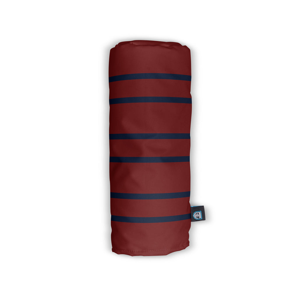 Close-up of the Royal Engineers golf head covers leather and stitching detail